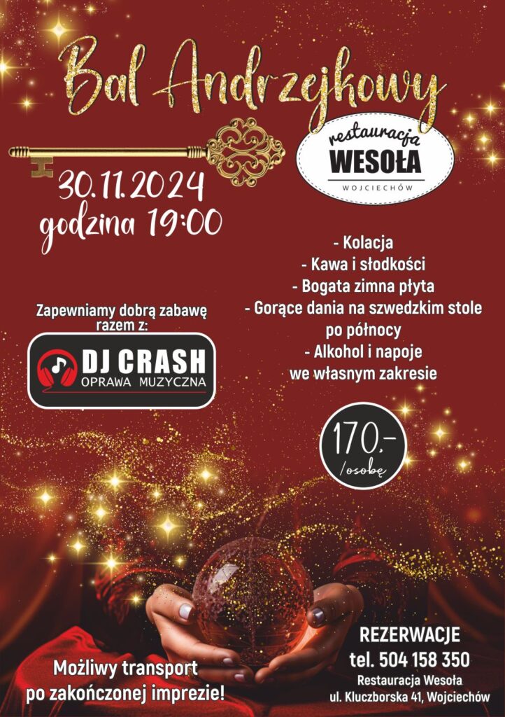 Bal Andrzejkowy 2024 w Restauracji Wesołej w Wojciechowie